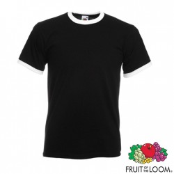 T-shirt ringer nera profilo bianco