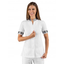 Tunic HIBISCUS White + LUREX SILVER 65% Pol. 35% Cot. ISACCO 002642