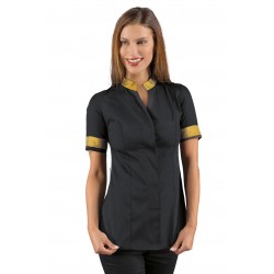 Tunic HIBISCUS Black + LUREX GOLD 100% Polyester ISACCO 002671