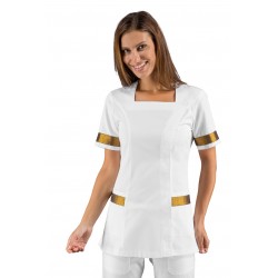 Tunic ABERDEEN White + LUREX GOLD 100% Polyester ISACCO 005370