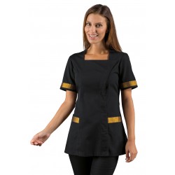 Tunic ABERDEEN Black + LUREX GOLD 100% Polyester ISACCO 005371