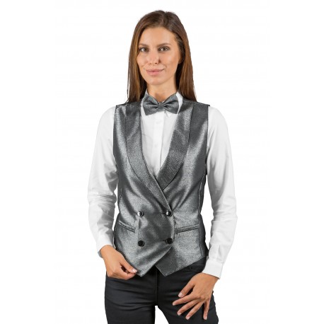 GILET UNISEX Double-breasted LUREX SILVER  ISACCO 033342