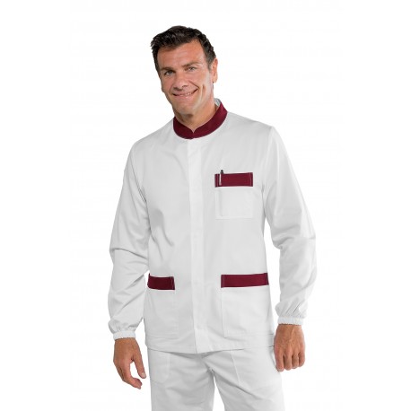 CASACCA CORFÙ BIANCO RIFINITURE BORDEAUX 65% Poliestere  35% COTONE ISACCO 055043