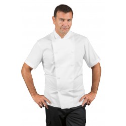 Jacket Chef Fixed buttonsshort sleeveWhite 100 % COTTON ISACCO 057004M