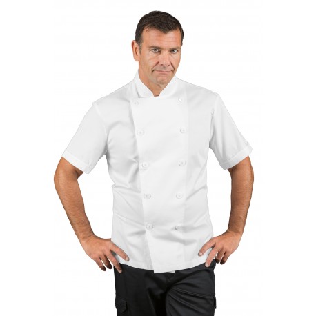 Jacket Chef Fixed buttonsshort sleeveWhite 100 % COTTON ISACCO 057004M