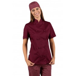 Jacket LADYCHEFshort sleeveBURGUNDY 65% Pol. 35% Cot. ISACCO 057503M