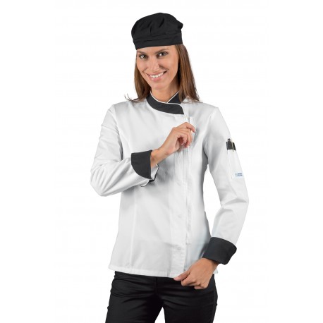 GIACCA LADY ZIP BIANCO+NERO 100 % COTTON ISACCO 057711Z