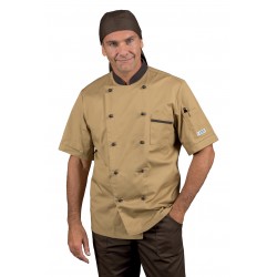 Jacket Chefshort sleeveLight Brown + Brown 65% Pol. 35% Cot. ISACCO 059215M