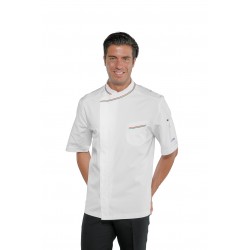 GIACCA CUOCO BILBAO MEZZA MANICA BIANCO+TRICOLORE 100 % Cotone ISACCO 059310M