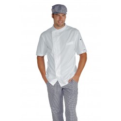 Jacket Chef BILBAO EXTRA LIGHT short sleeve White 65% Pol. 35% Cot. ISACCO 059360M