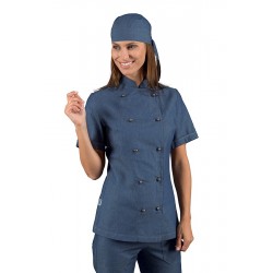 GIACCA LADYCHEF manica corta JEANS 100 % COTTON ISACCO 057577M