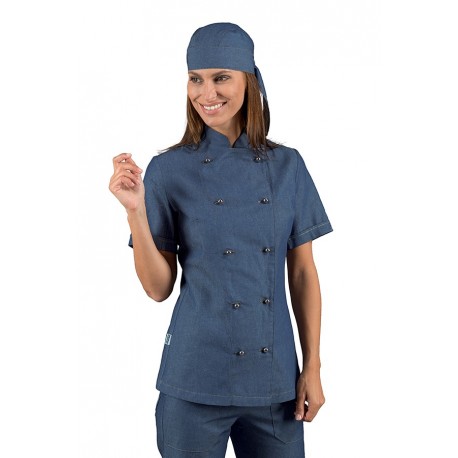 GIACCA LADYCHEF manica corta JEANS 100 % COTTON ISACCO 057577M