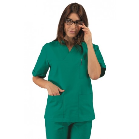 CASACCA COLLO A V VERDE CHIRURGIA manica corta UNISEX 100 % Cotone ISACCO 045904M