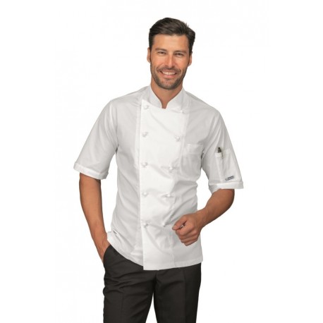 GIACCA ALABAMA SLIM manica corta SATIN BIANCO 100% Cotone  SATIN  NO STIRO ISACCO 057309M