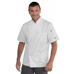 GIACCA CUOCO BOTT.A PRESSIONE manica corta BIANCO 100 % Cotone ISACCO 057008M