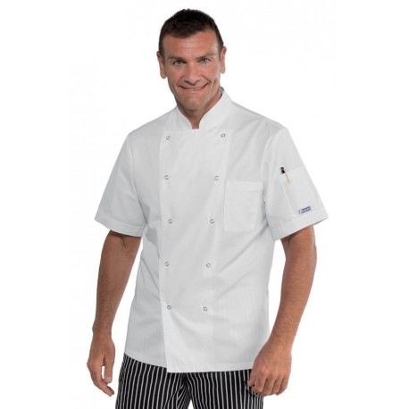 GIACCA CUOCO BOTT.A PRESSIONE manica corta BIANCO 100 % Cotone ISACCO 057008M
