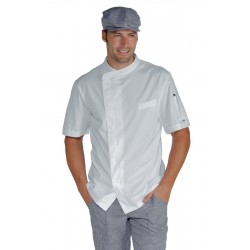 Jacket BILBAO   short sleeves   ATIN White 100% COTTON  SATIN  no ironing ISACCO 059309M