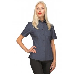 Shirt TENERIFE STRETCHshort sleeveLIGHT JEANS 97% Cotton  3% SPANDEX - ISACCO 025467M