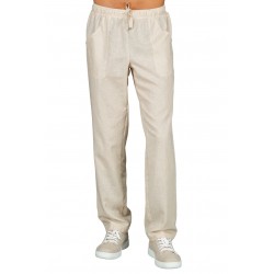 Trousers with Elastic 60% Cotton 40% Linen - ISACCO 044016