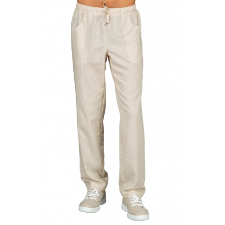 Trousers with Elastic 60% Cotton 40% Linen - ISACCO 044016