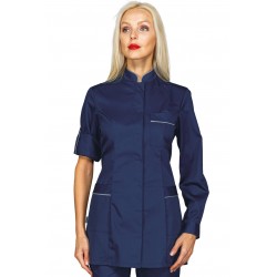 Kasack Antigua Blau + Verzierung  Grau 65% Polyester - 35% Baumwolle ISACCO 003002