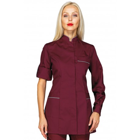 Tunic Antigua Burgundy + profile Grey 65% Polyester - 35% Cotton ISACCO 003003