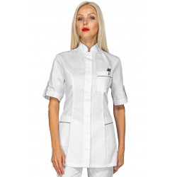 Tunic Antiguashort sleeveWhite + profile Grey 65% Polyester - 35% Cotton ISACCO 003010M