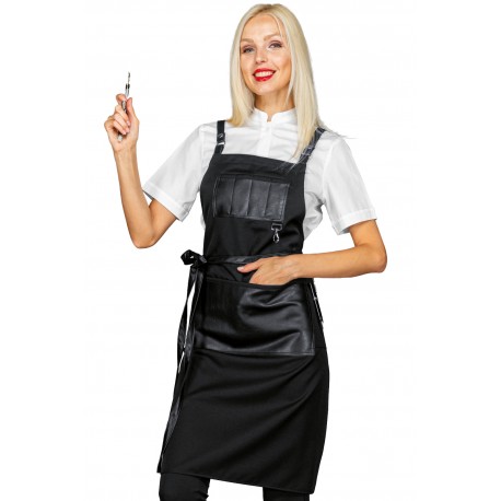 Apron Bristol Black + Faux leather Black 100% Polyester ISACCO 088901