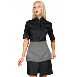 Gown Veneziashort sleeveBlack + profile Grey with apron 65% Polyester - 35% Cotton ISACCO 007701G