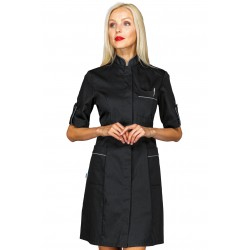 Gown Veneziashort sleeveBlack + profile Grey 65% Polyester - 35% Cotton ISACCO 007701M