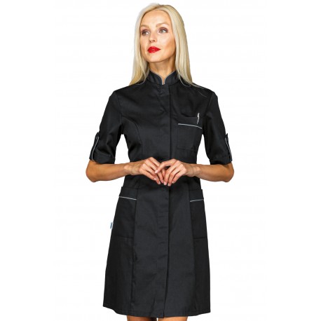 Gown Veneziashort sleeveBlack + profile Grey 65% Polyester - 35% Cotton ISACCO 007701M