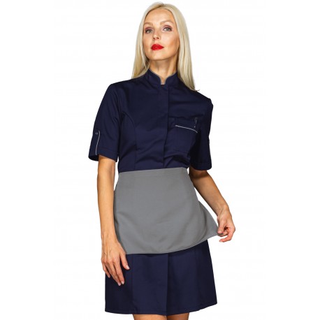 Gown Veneziashort sleeveBlue + profile Grey with apron 65% Polyester - 35% Cotton ISACCO 007702G