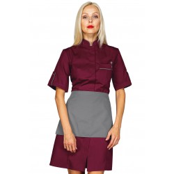 Gown Veneziashort sleeveBurgundy + profile Grey with apron 65% Polyester - 35% Cotton ISACCO 007703G