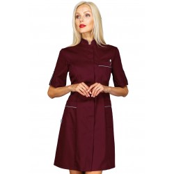 Gown Veneziashort sleeveBurgundy + profile Grey 65% Polyester - 35% Cotton ISACCO 007703M