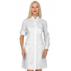 Gown Venezia White + profile Grey 65% Polyester - 35% Cotton ISACCO 007710