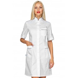 Gown Veneziashort sleeveWhite + profile Grey 65% Polyester - 35% Cotton ISACCO 007710M