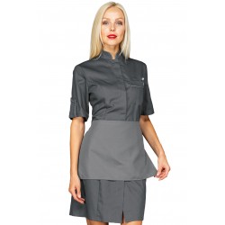 Gown Veneziashort sleeveGrey + profile Grey with apron 65% Polyester - 35% Cotton ISACCO 007712G