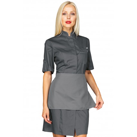 Gown Veneziashort sleeveGrey + profile Grey with apron 65% Polyester - 35% Cotton ISACCO 007712G