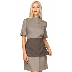 Gown Veneziashort sleeveTaupe + profile Mud Color with apron 65% Polyester - 35% Cotton ISACCO 007735G