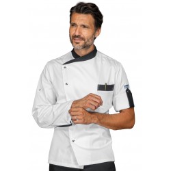 Jacket Chef Manhattan White + Black 65% Polyester - 35% Cotton ISACCO 059710