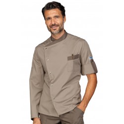 Jacket Chef Manhattan Taupe + Mud Color 65% Polyester - 35% Cotton ISACCO 059735