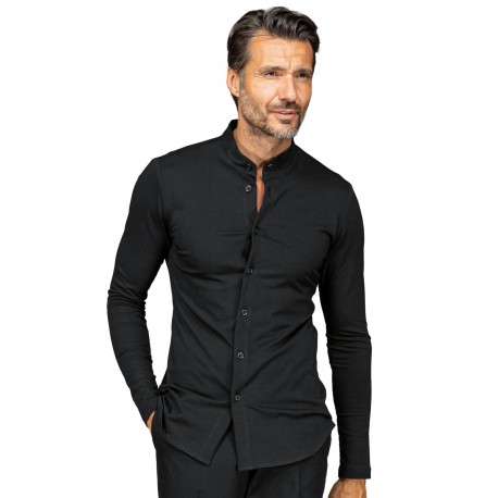 Shirt Portorico Unisex Black 97% Cotton Jersey - 3% Spandex ISACCO 062701