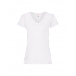 T-SHIRT LADY FIT COLLO A V - BIANCO - davanti