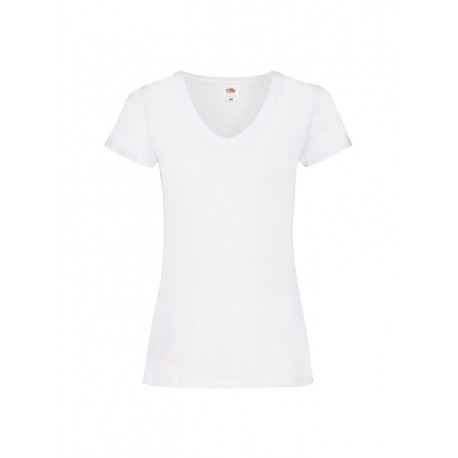 T-SHIRT LADY FIT COLLO A V - BIANCO - davanti