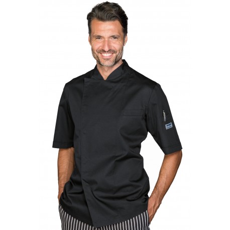 Chef Jacket Helsinki short sleeve Black ISACCO 058801M