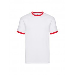 T-shirt ringer bianco con profili rossi