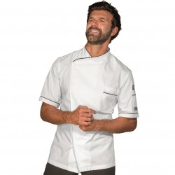 Giacca Cuoco Dubai Bianco + Nero 65% Poliestere  35% Cotone ISACCO 059961