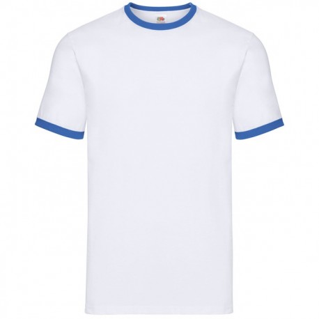 T-shirt ringer uomo Bianco con profili Blu royal