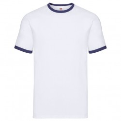 T-shirt ringer uomo Bianco con profili Blu Navy