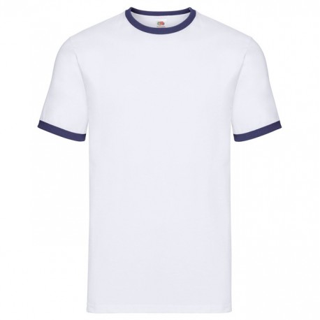 T-shirt ringer uomo Bianco con profili Blu Navy